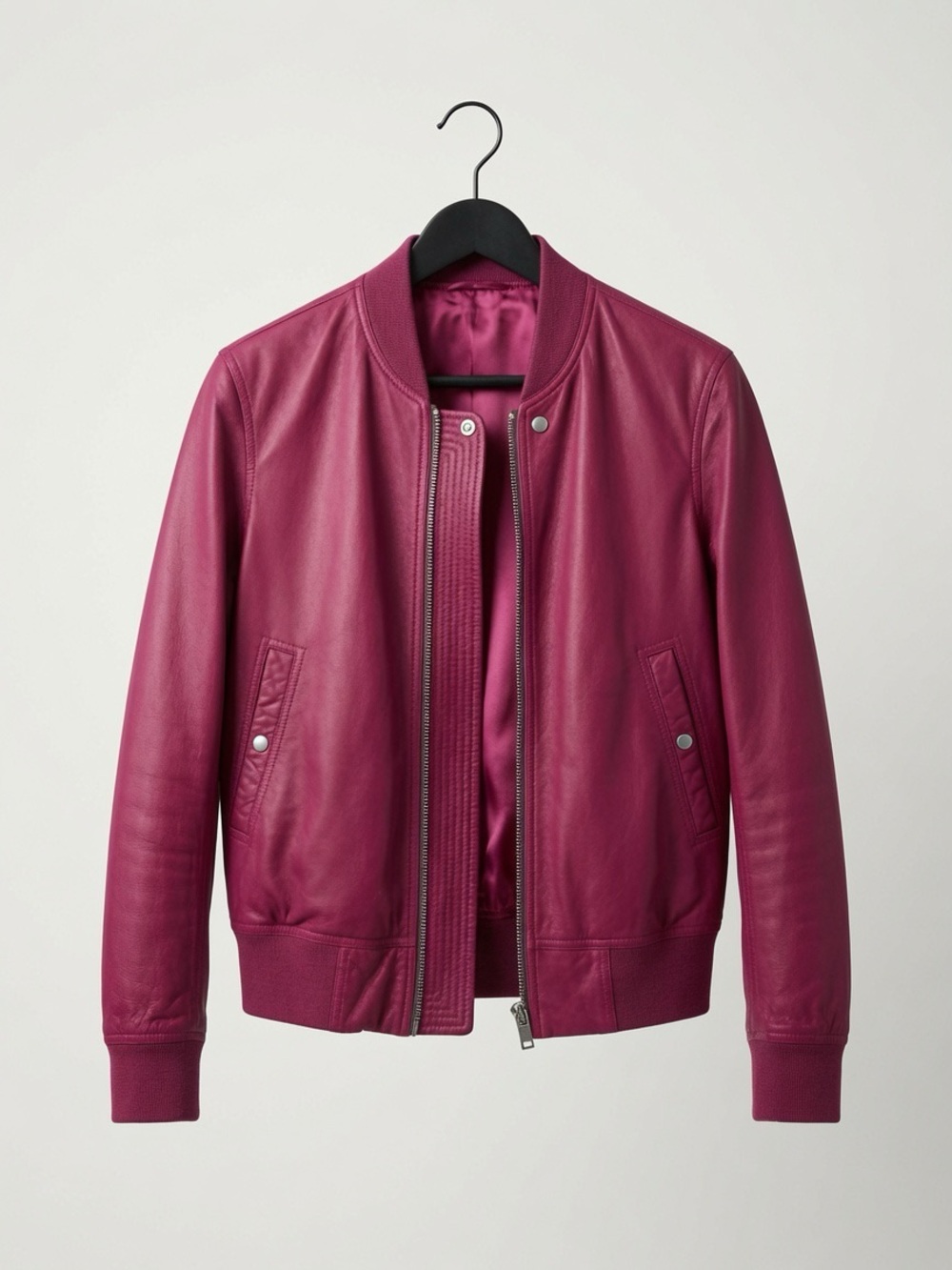 Bomber Jacket in Deep Raspberry